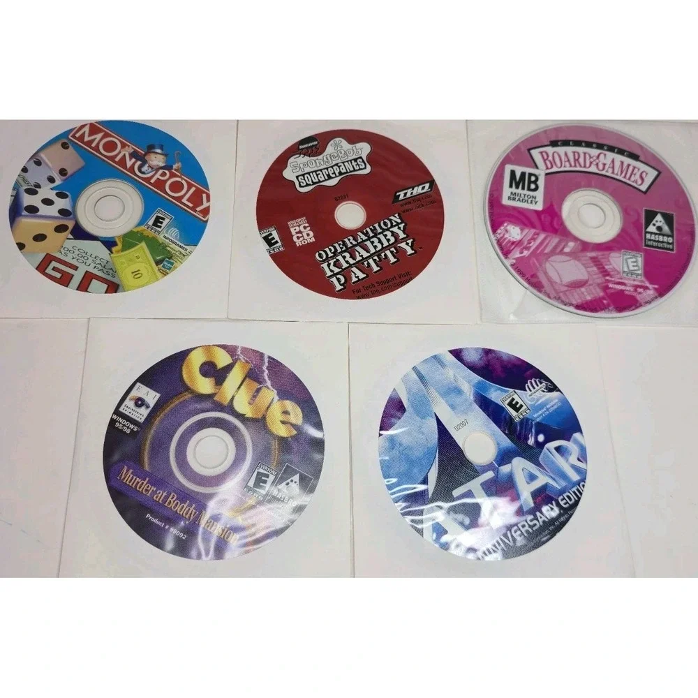 Kids PC CD ROM Mixed Lot of 5 Games Sponge Bob Clue Monopoly Board Games Atari